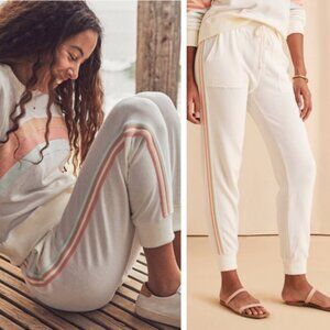 Cozy Ivory Jogger Pants with Pastel Side Stripes